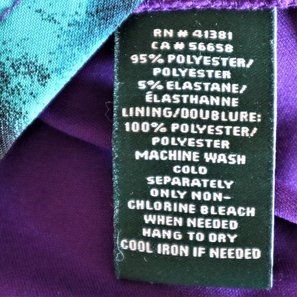 Ralph Lauren Purple, Teal, and Black Fitted Cowl Neck Dress - Picture 9 of 9